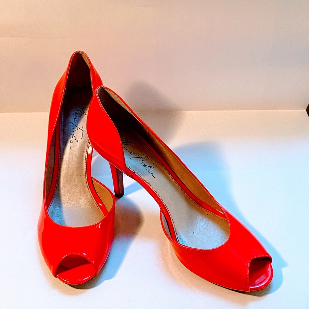 Hot pink, patent, d’orsay, Stiletto heels